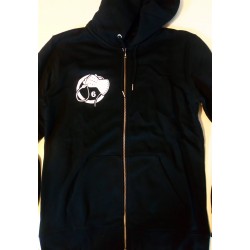 Hoodie with Zipper - Black with White Whiphand6